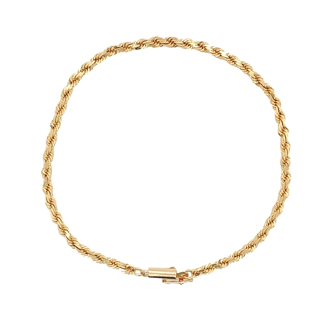 14K Yellow Gold Rope Chain Bracelet Size 8   j7672